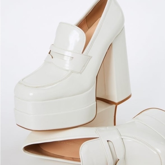 Shoe Dazzle Women’s Margaux White Platform Loafer Chunky Heel Shoes Size 8 New - Picture 7 of 14